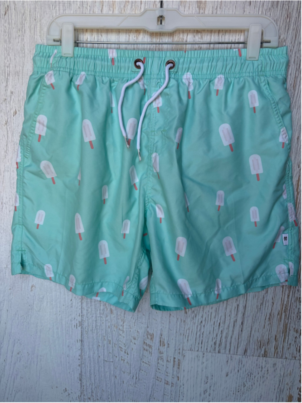 Men's Bondi Beamers Swim Trunks Size M Light Blue/Green Popsicle Print